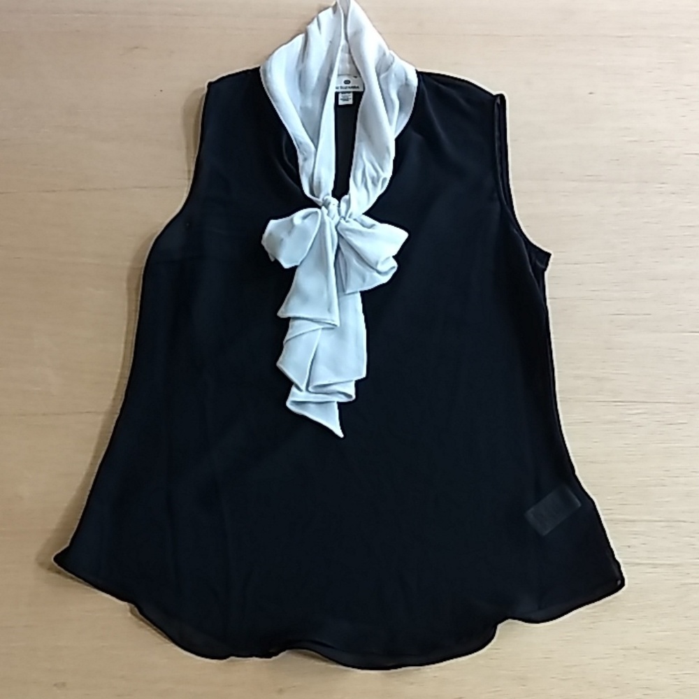 Altuzarra Target Sheer Black Shirt With White Tie Bow
